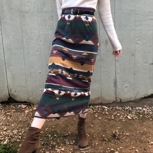 ❌SOLD❌ 80’s Western Print Aline Fitted Maxi Skirt